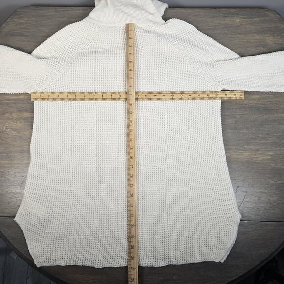 Michael Kors Womens Sweater Size Large Ivory Waffle Knit Turtleneck Oversized - Picture 6 of 6